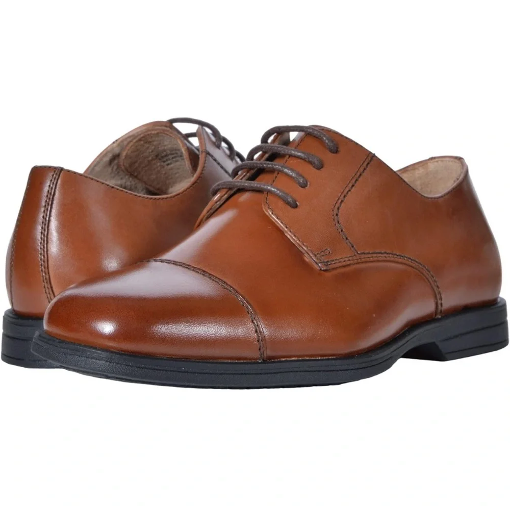 Florsheim Kids Reveal Cap Toe Ox, Jr. Toddler Cognac Leather Boys Size 10M